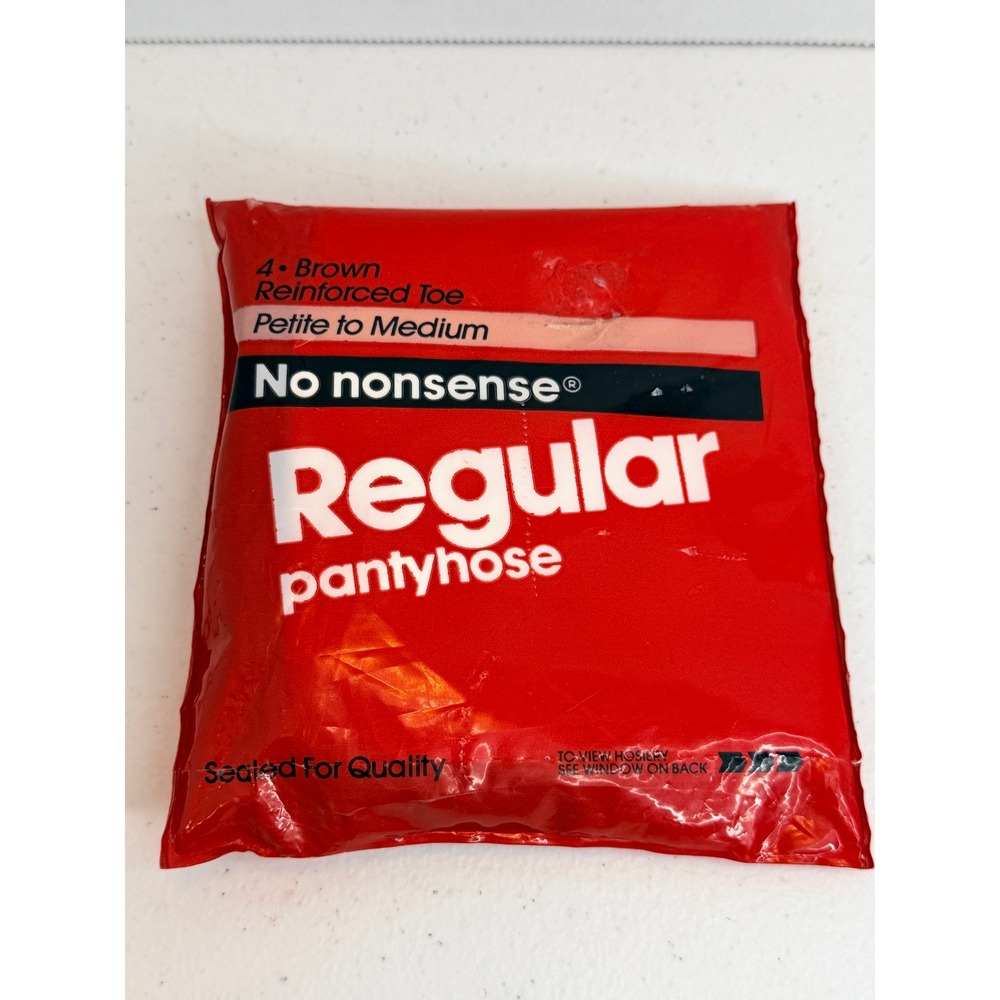 Vintage 1988 No Nonsense Pantyhose Brown Reinforced Toe Petite to Medium sz 4